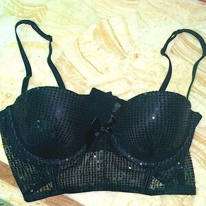 Black sequined bra